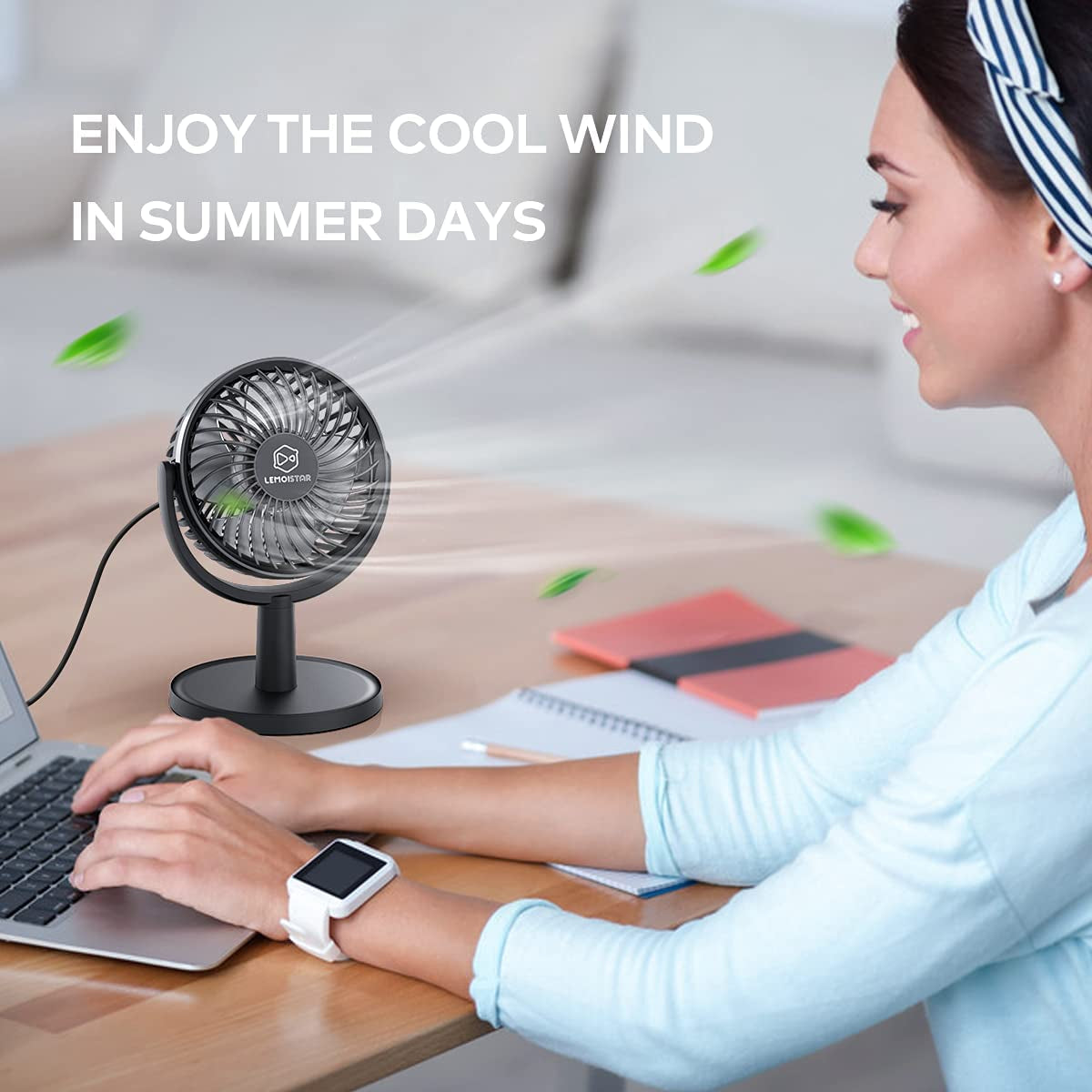 Mini Desk Fan, USB Powered Desktop Fan with 4 Speeds, Small but Powerful Strong Airflow Work Quiet, 310° Adjustment, Portable Personal Air Circulator Fan for Desktoptable Office Bedroom-Black