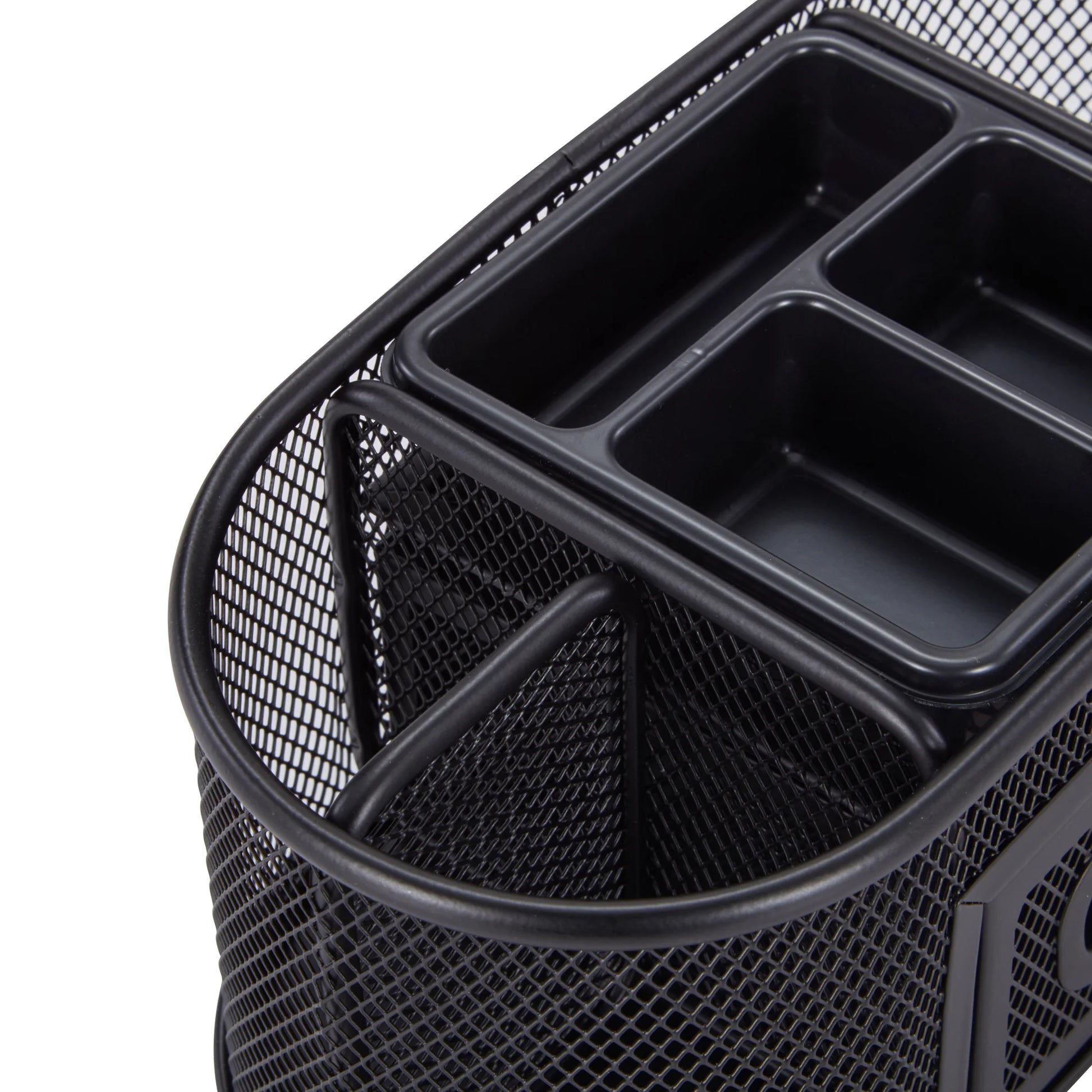Metal Mesh Desktop Organizer, 8 Compartments, Black