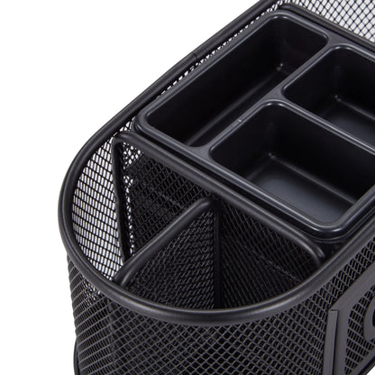 Metal Mesh Desktop Organizer, 8 Compartments, Black