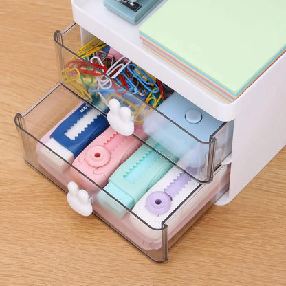 Compact Multi-Functional Desk Organizer with Drawer - Perfect for Office, Makeup, and Stationery Storage