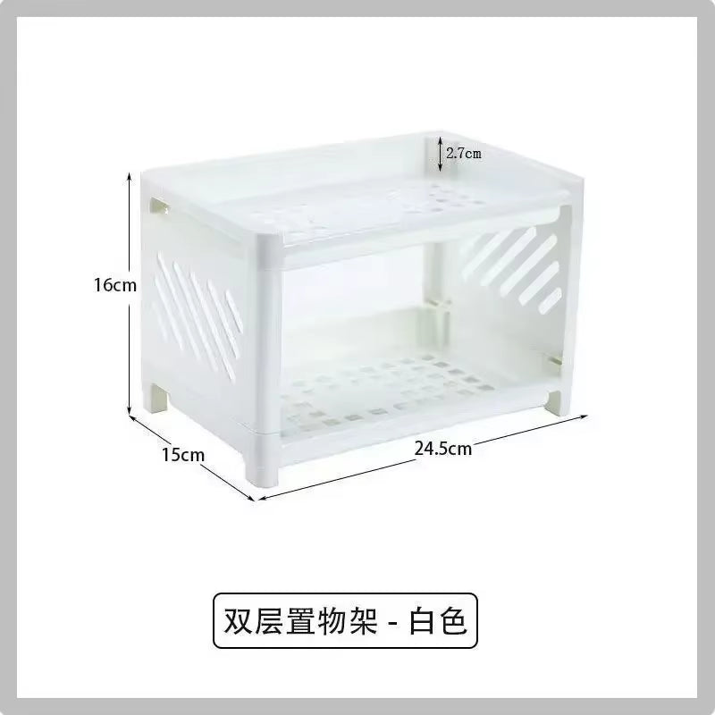 Double Layer Rectangular Desk Organizer - Stylish Storage Rack for Students & Office Accessories