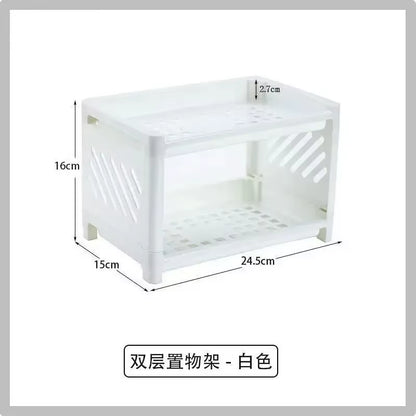 Double Layer Rectangular Desk Organizer - Stylish Storage Rack for Students & Office Accessories