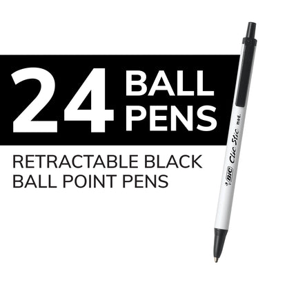 Clic Stic Black Ballpoint Pens, Medium Point (1.0Mm), 24-Count