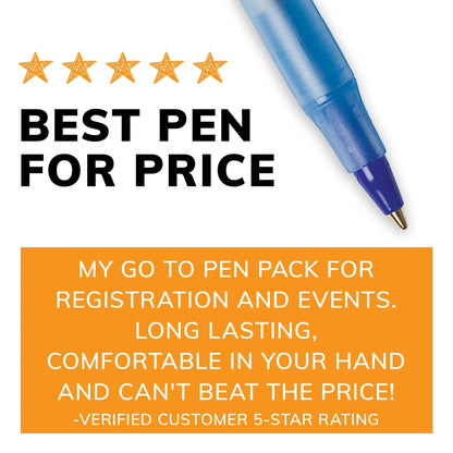 (3 Pack)  round Stic Xtra Life Ballpoint Pens, Medium Point, Blue Ink, 60 Count