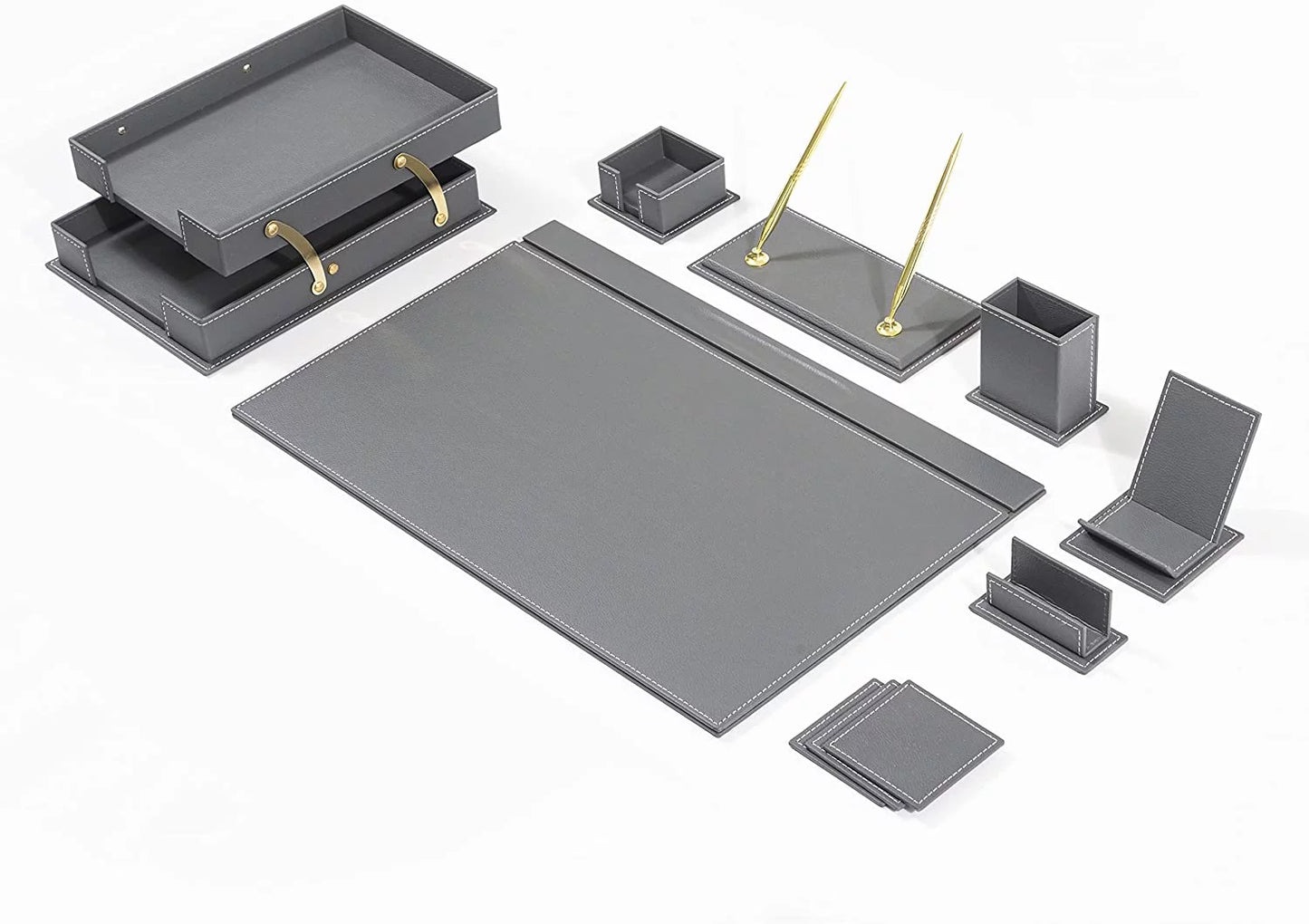 Desk Organizers - Desk Accessories - Leather Desk Organizer - Bonded Leather Set - Office Desk Accessories - Home Office Accessories - Desk Supplies - Leather Desk Set - Office Accessories