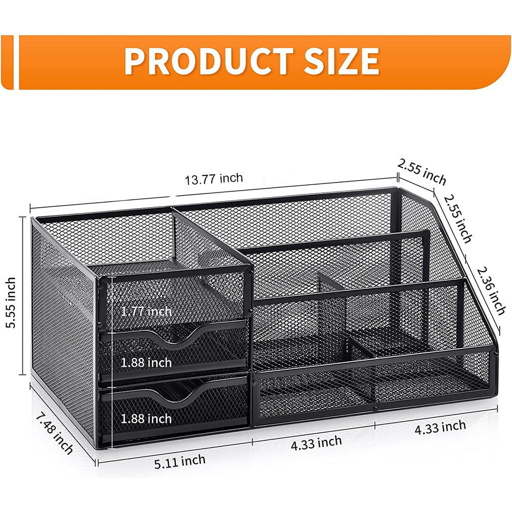 Mesh Desk Organizer with Drawers,, Office Desktop Organization for Office Supplies,（1Pack）