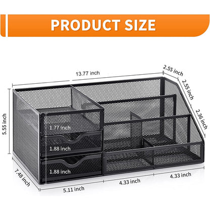 Mesh Desk Organizer with Drawers,, Office Desktop Organization for Office Supplies,（1Pack）
