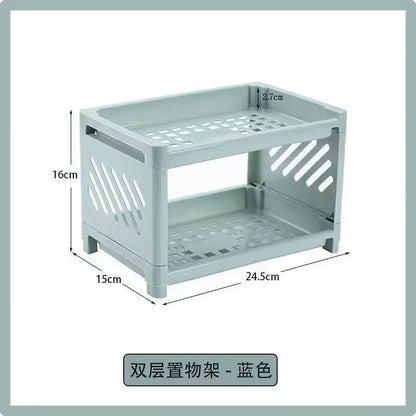 Double Layer Rectangular Desk Organizer - Stylish Storage Rack for Students & Office Accessories