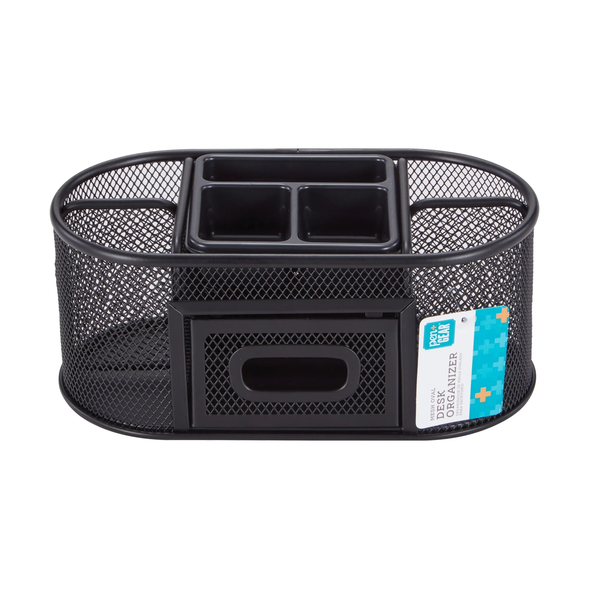 Metal Mesh Desktop Organizer, 8 Compartments, Black