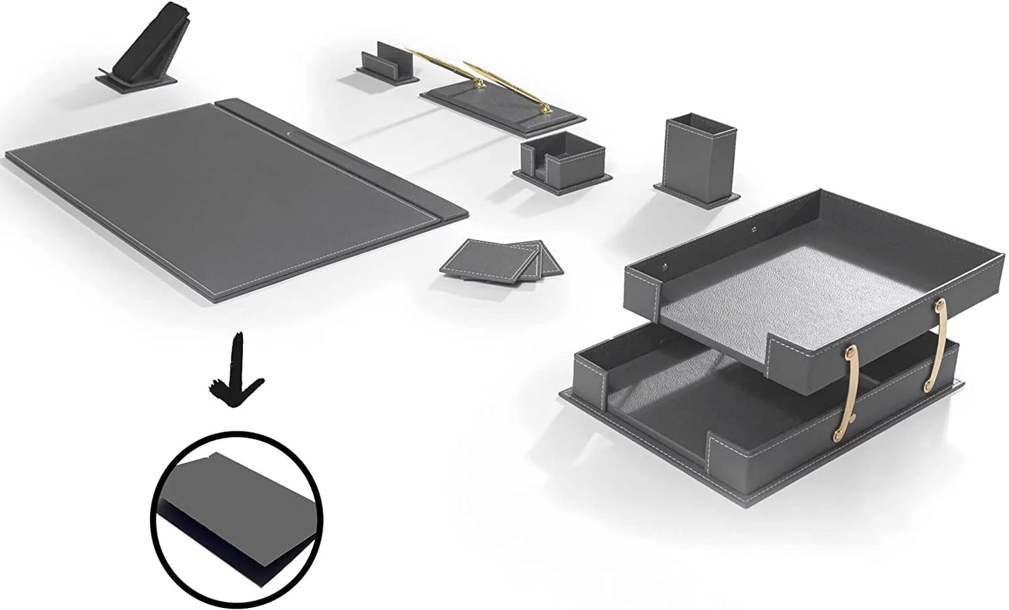 Desk Organizers - Desk Accessories - Leather Desk Organizer - Bonded Leather Set - Office Desk Accessories - Home Office Accessories - Desk Supplies - Leather Desk Set - Office Accessories