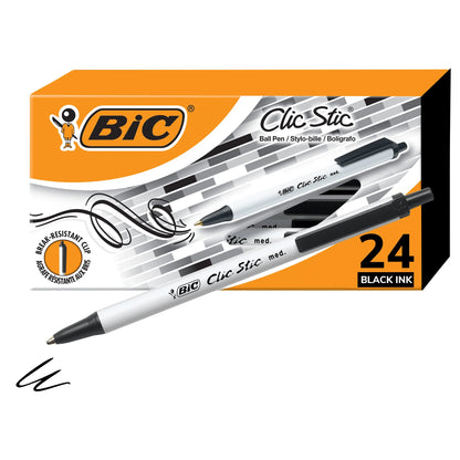 Clic Stic Black Ballpoint Pens, Medium Point (1.0Mm), 24-Count