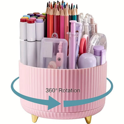 A Desktop Pen Holder, Pencil Holder, 5 Slots, 360° Rotating Desktop Organization Stand, Office, School, Pen Holder Jar,...
